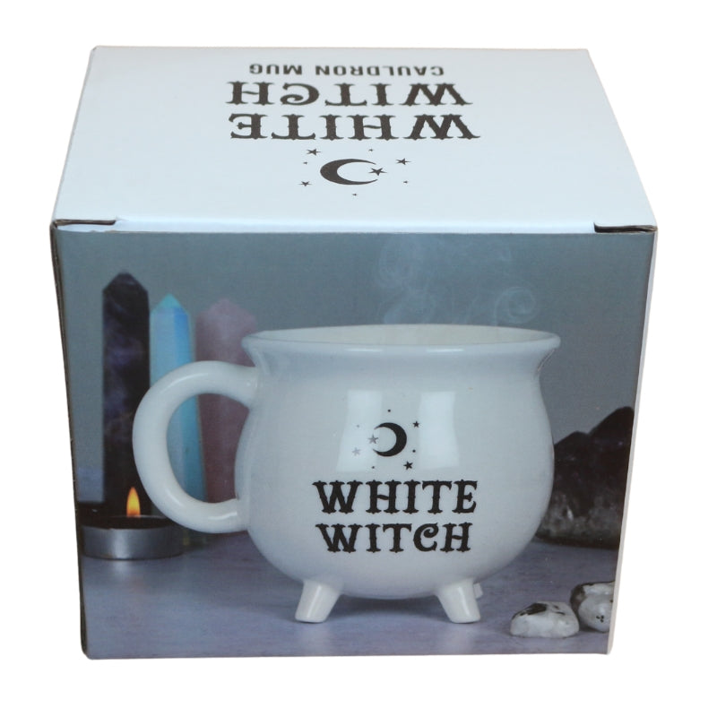 White Witch Cauldron Coffee Mug- Cauldron Tea Cup - Witchcore
