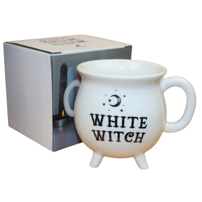 White Witch Cauldron Coffee Mug- Cauldron Tea Cup - Witchcore