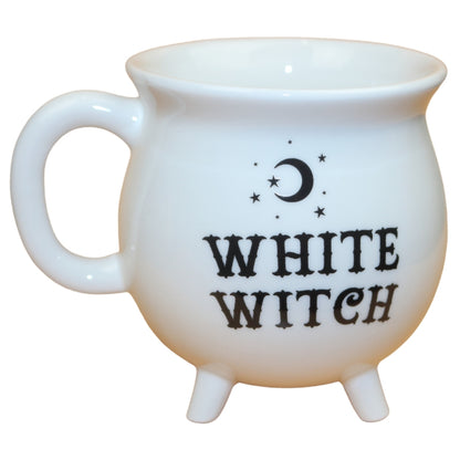 White Witch Cauldron Coffee Mug- Cauldron Tea Cup - Witchcore