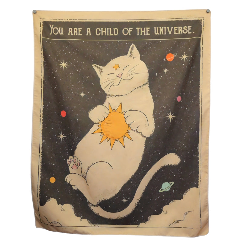 Vintage Style Hippy Child of the Universe Cute Cat Wall Hanging