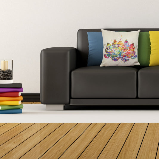 Rainbow Lotus Watercolour Printed Zen Yoga inspired Cushion Cover 45cm x 45cm
