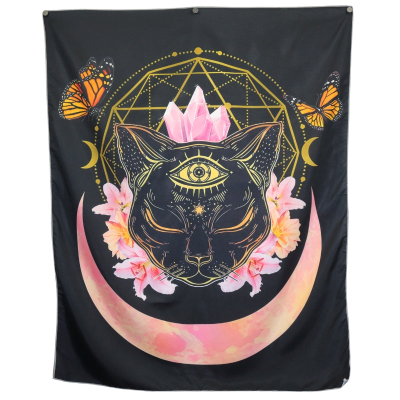 Lunar Black Magic Cat-Magical Wiccan Wall Hanging
