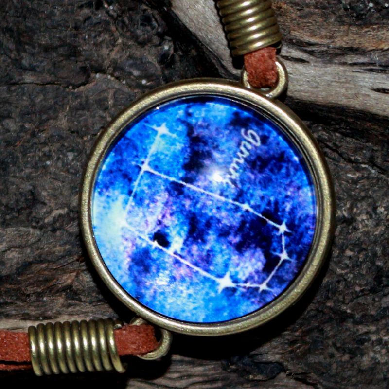 Gemini Star Sign Adjustable Leather Bracelet - Astrology Bracelet