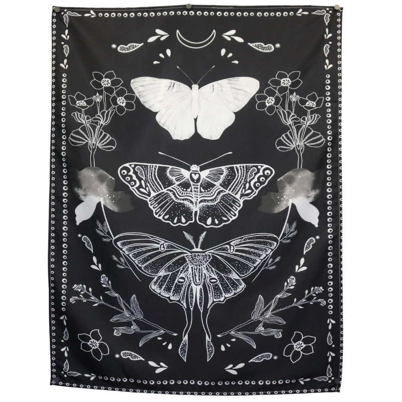 Floral Lunar Moth and Moon Cycles Butterfly Wall Hanging