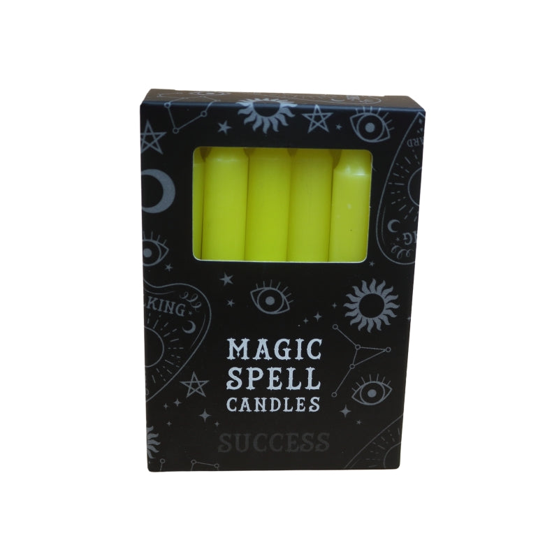 Yellow spell candles 12 pk in black box