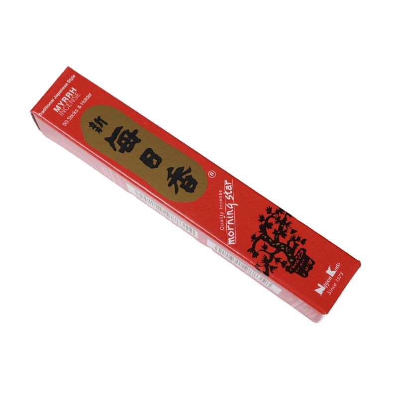 red  and gold box of myrrh morning star incense