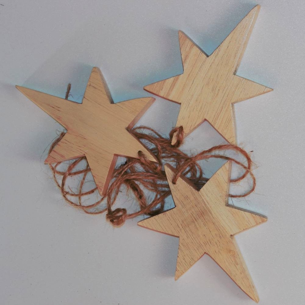 Scandi Christmas Ornament- Natural Christmas Stars  3pk  - Home Décor