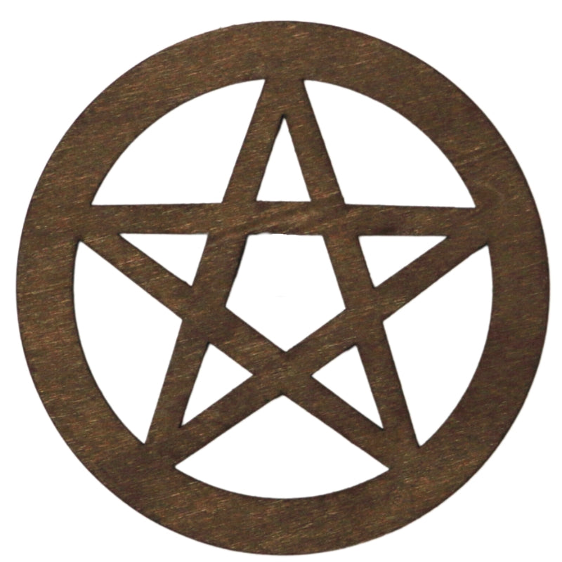 wooden Pentacle  cut out on a white background- pentacle altar tile for witchcraft
