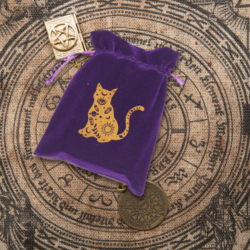 purple tarot bag on canvas printed astrology cloth 