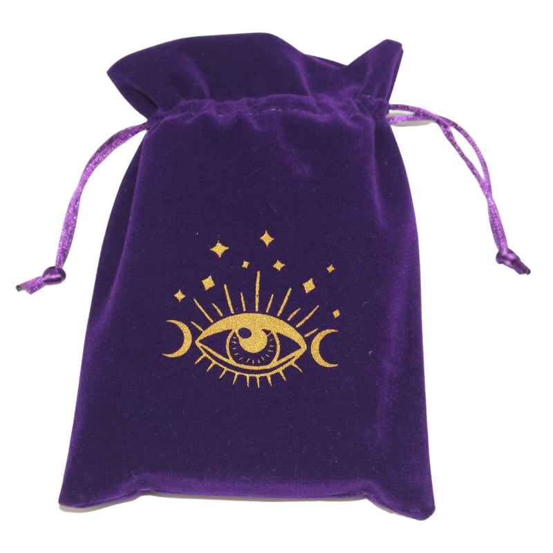 Purple  Drawstring Tarot Bag with all seeing eye 