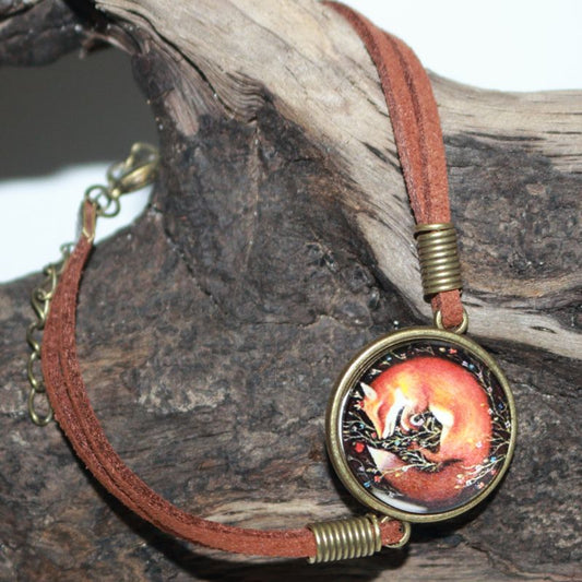 Nature Inspired Cute Sleeping Fox Adjustable Leather Bracelet Jewellery