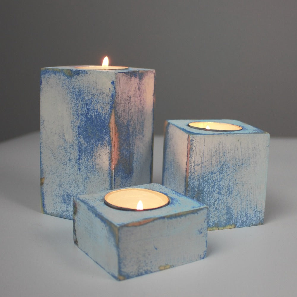 Blue tea clearance light candle holders