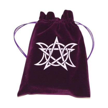 Purple Triple Moon Pentagram Wiccan Tarot Bag for Tarot and Oracle Cards 13cm x 18cm