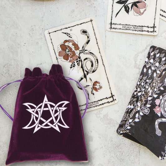 Purple Triple Moon Pentagram Wiccan Tarot Bag for Tarot and Oracle Cards 13cm x 18cm