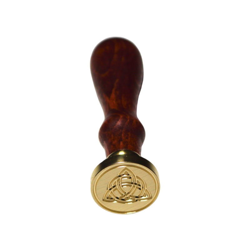 Brass wax seal stamp of the "triquetra" on a wooden handle