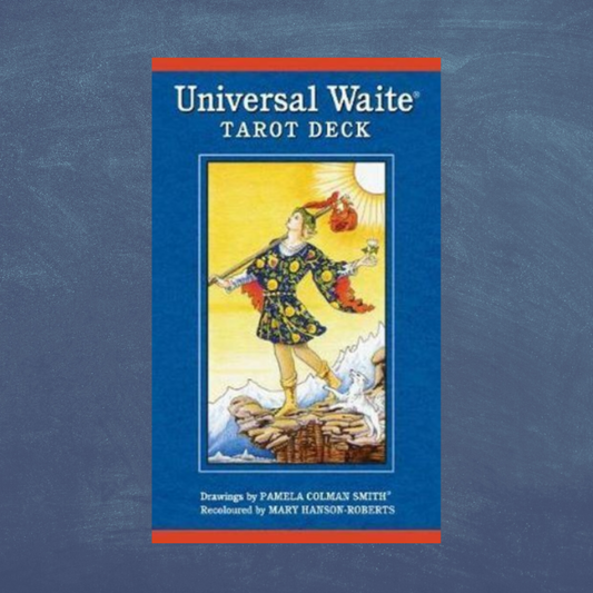 Universal Waite Tarot deck on blue background
