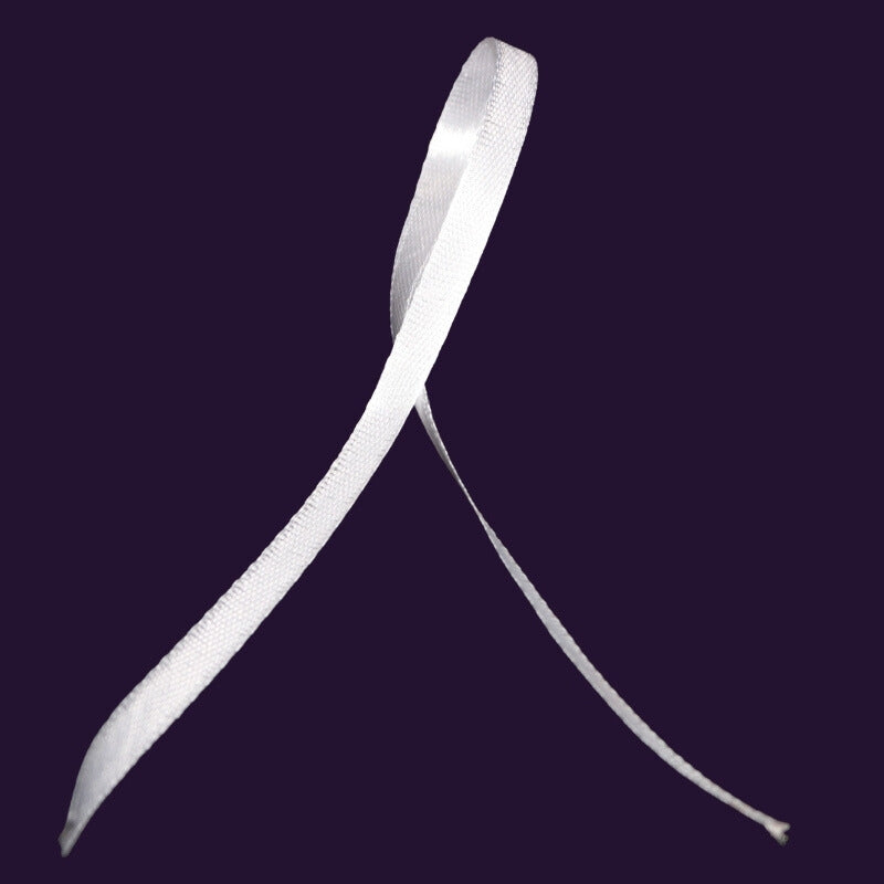 White ribbon on purple background 