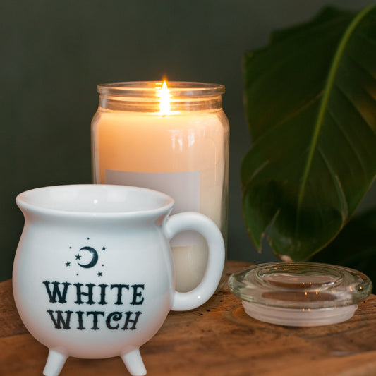 White Witch Cauldron Coffee Mug- Cauldron Tea Cup - Witchcore