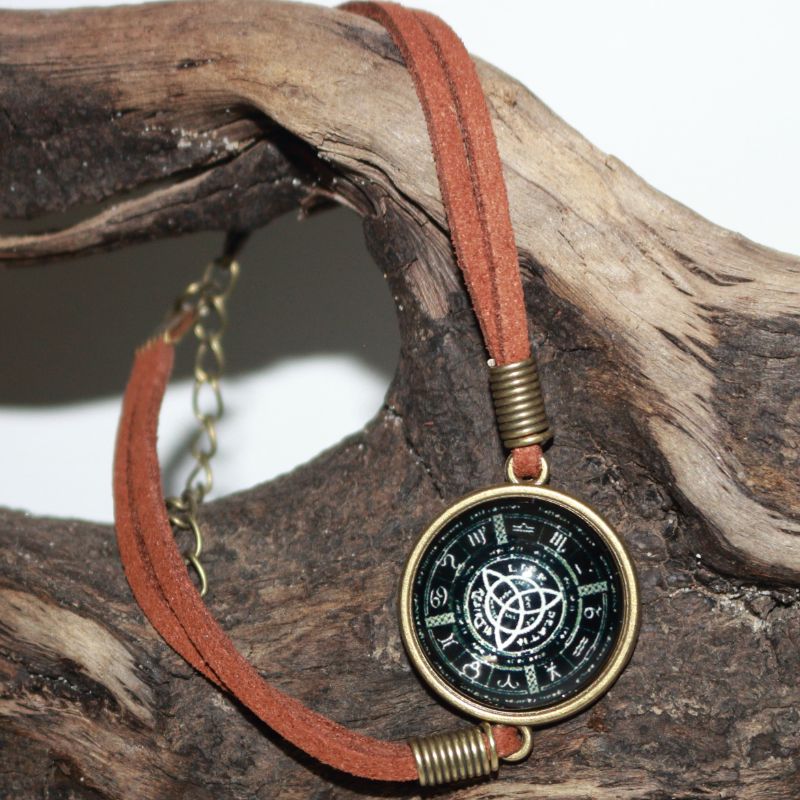 Wheel of the Year Adjustable Leather Bracelet- Pagan and Wiccan  Jewellery