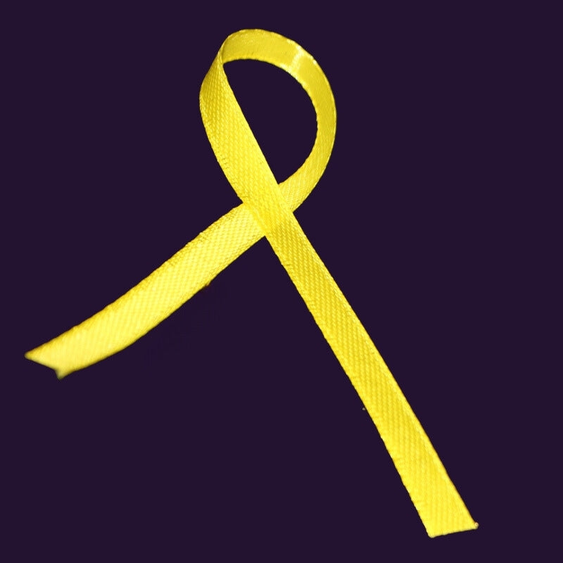 Yellow ribbon on purple background 